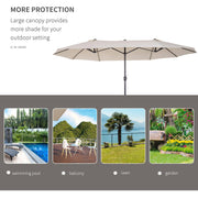 4.6m Double Sided Parasol, No Base, Beige Outsunny