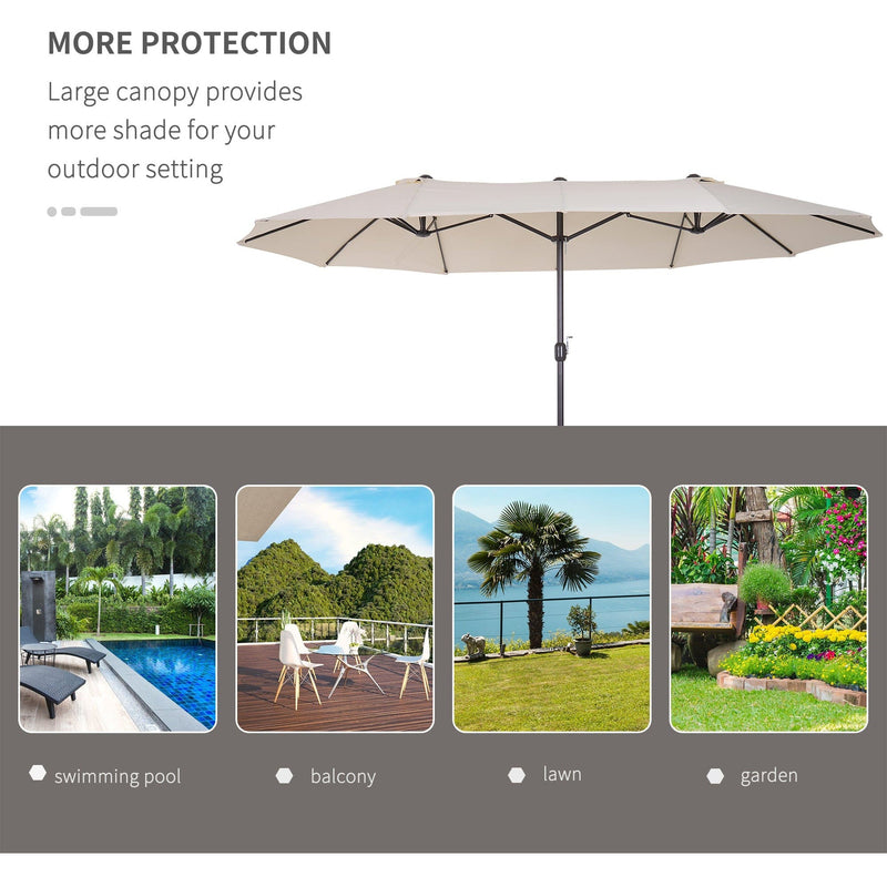 4.6m Double Sided Parasol, No Base, Beige Outsunny
