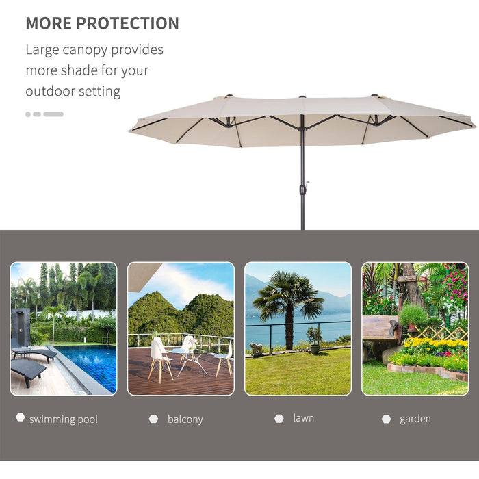 4.6m Double Sided Parasol, No Base, Beige