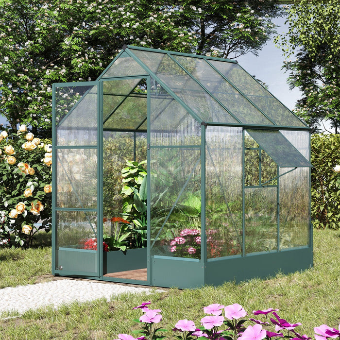 6x6 Polycarbonate Greenhouse, Custom Interior, Aluminium Frame