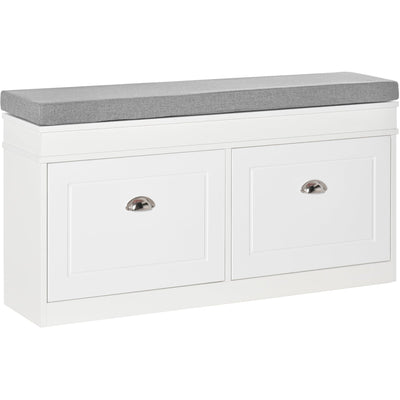 Cushioned Shoe Storage Bench with 2 Drawers For Entryway Homcom