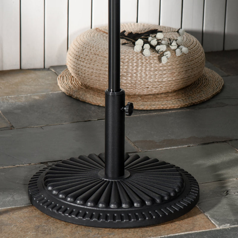 Outsunny Garden 15kg Round Parasol Base Cement Outdoor Umbrella Weight Stand Black Outsunny