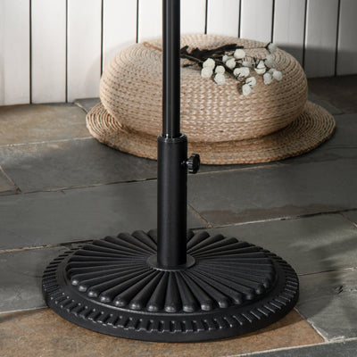 Outsunny Garden 15kg Round Parasol Base Cement Outdoor Umbrella Weight Stand Black Outsunny
