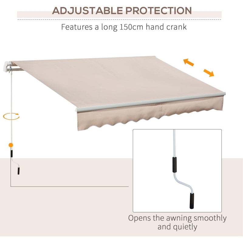 Awning For Patio - Manual Hand Crank 3 x 2m Aluminium Frame
