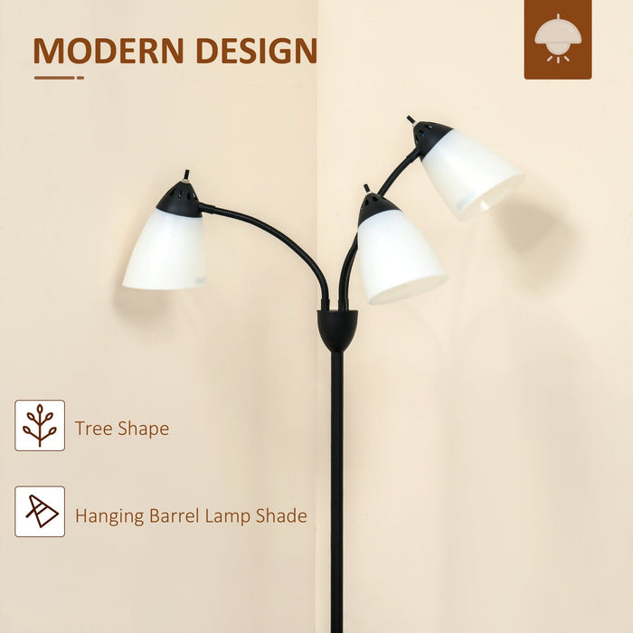 Arc Tree Floor Lamp, 3 Rotating Lights, Steel Frame