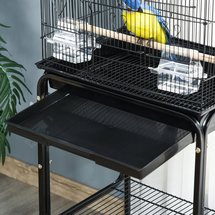 Budgie Cage With Stand, Wheels, Slide-out Tray, 36x46x157cm