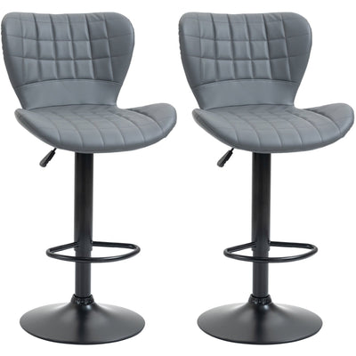Set of 2 Leather Swivel Bar Stools With Backs Homcom