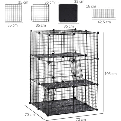 DIY Pet Play Pen, Metal Fence, 39 Panels, 3 Doors, Black Pawhut