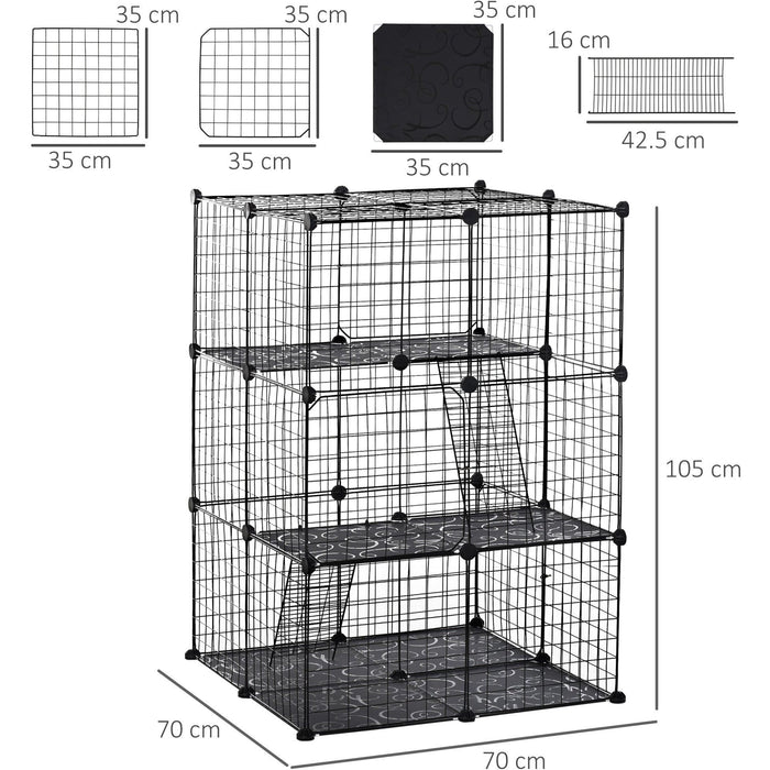 DIY Pet Play Pen, Metal Fence, 39 Panels, 3 Doors, Black