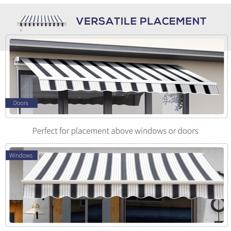 Manual Retractable Garden Patio Awning, 2.5m x 2m
