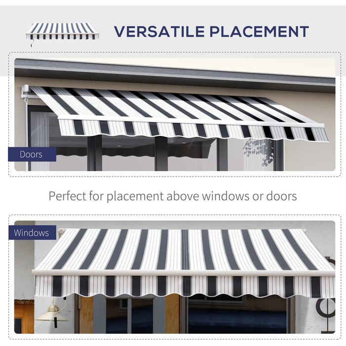 Manual Retractable Garden Patio Awning, 2.5m x 2m