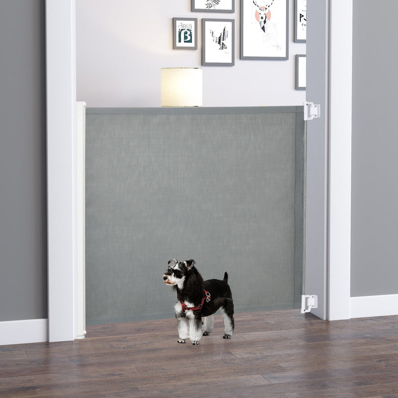 Retractable Gate For Stairs, Pet/Baby, 115 x 82.5cm, Grey
