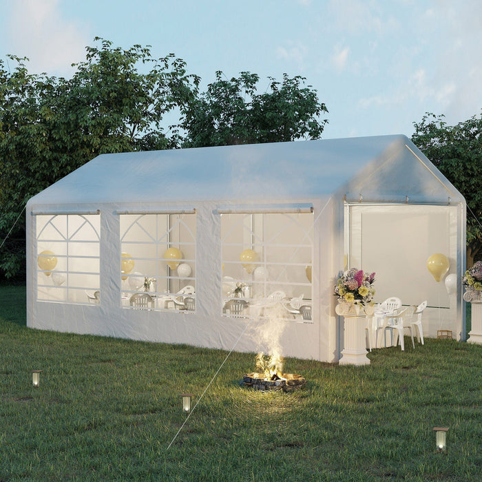 6x3 Gazebo With Sides, Windows, Roll Down Blinds, White