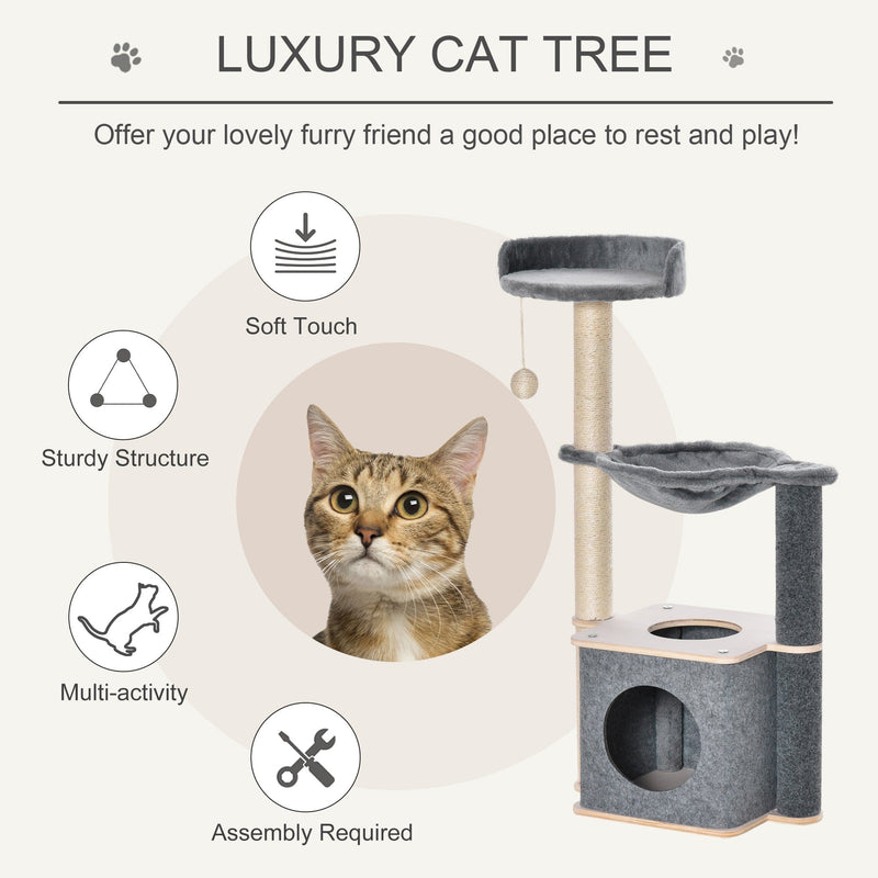 95cm Cat Condo With Hammock, Grey