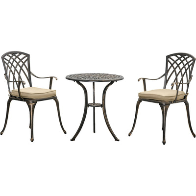 3pc Cast Aluminium Bistro Set, Bronze Outsunny