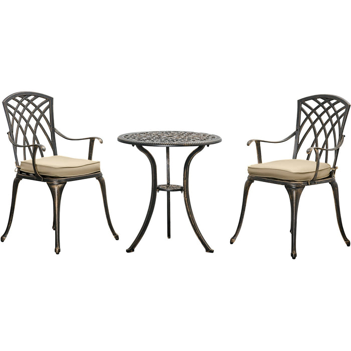 3pc Cast Aluminium Bistro Set, Bronze