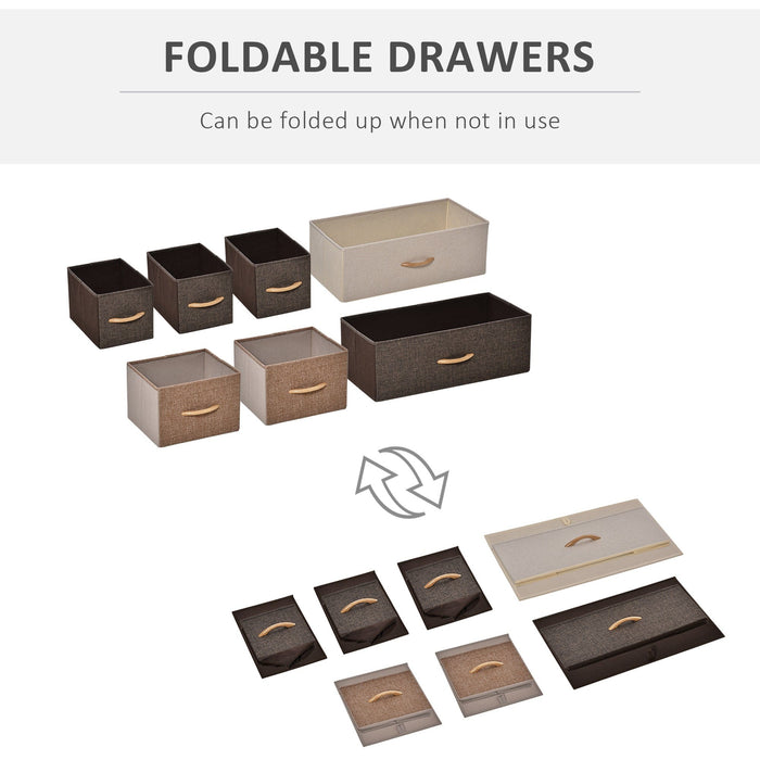 7-Drawer Fabric Dresser, Mixed Brown/Beige