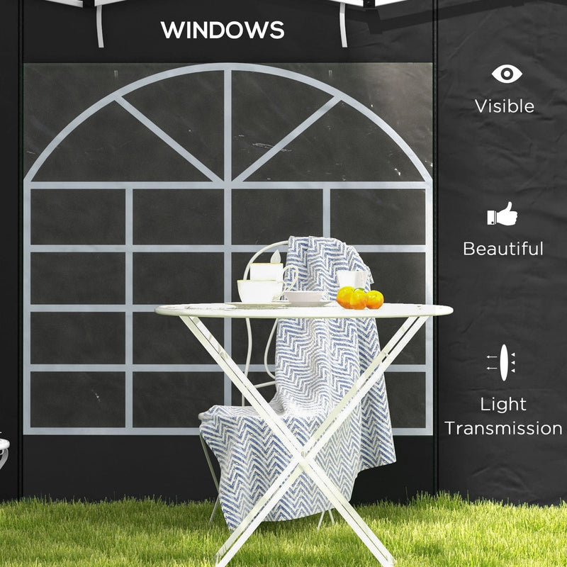 Outsunny Gazebo Side Panels, 2 Pack Sides Replacement, for 3x3(m) or 3x6m Pop Up Gazebo, with Windows and Doors, Black Outsunny