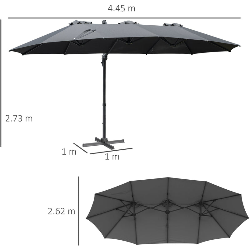 4.5m Roma Double Sided Cantilever Parasol With Cross Base