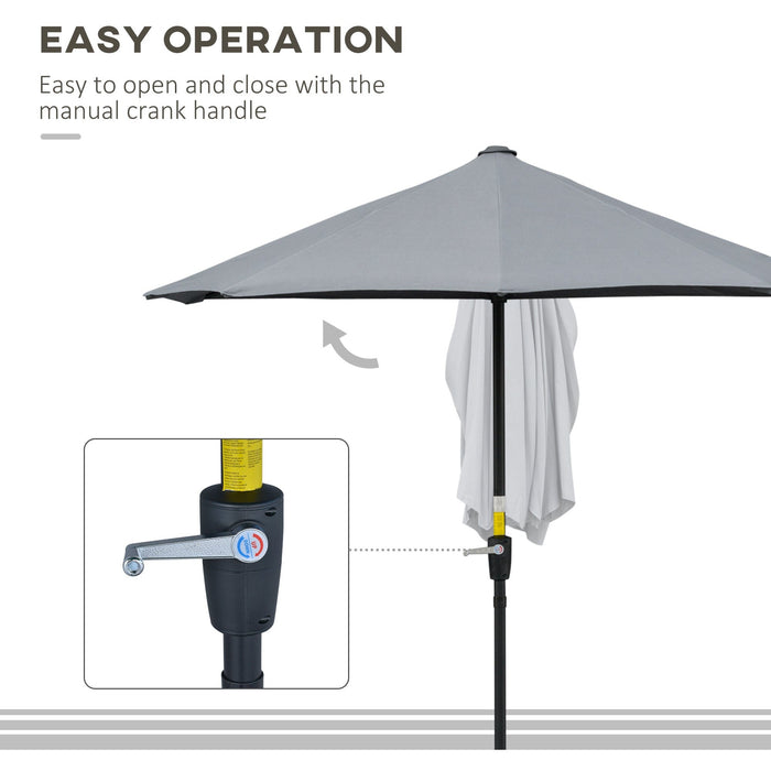 2m Half Garden Parasol, Dark Grey