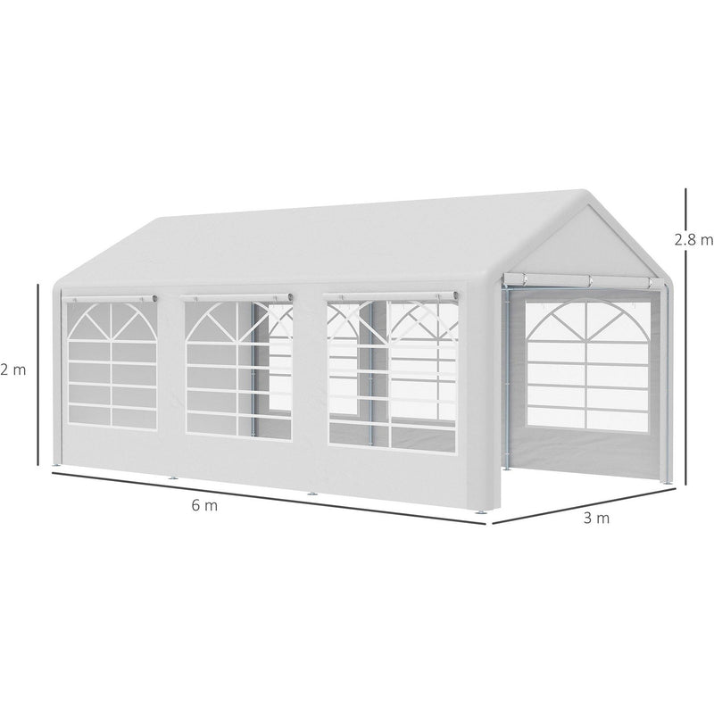 Large Gazebo With Sides, 6x3m, Steel Frame, White