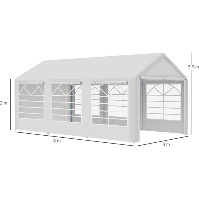6x3 Gazebo With Sides, Windows, Roll Down Blinds, White