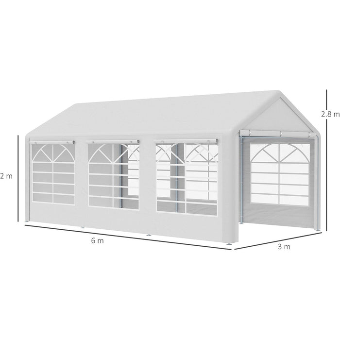 Large Gazebo With Sides, 6x3m, Steel Frame, White