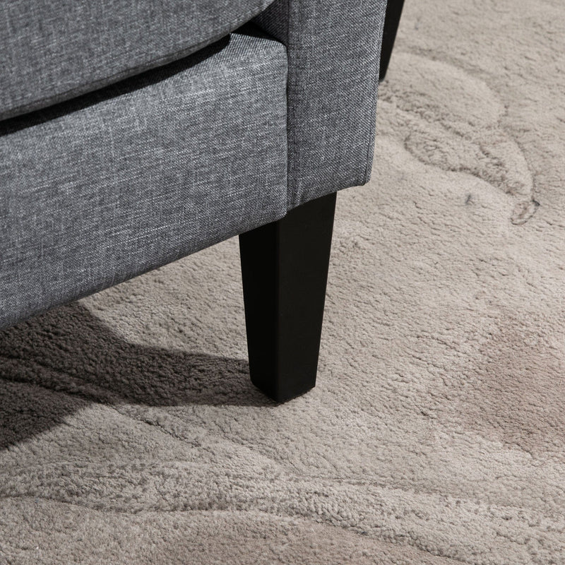 Grey Linen Single Armchair with Padded Seat