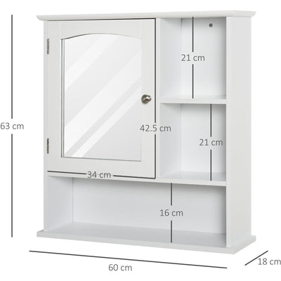 Wall Mounted Bathroom Cabinet with Mirror, White Kleankin