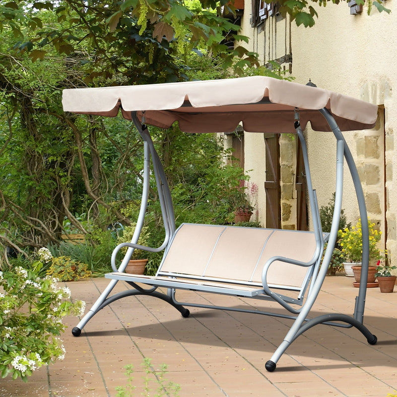 Deluxe 3 Seater Garden Swing Chair with Adjustable Canopy Outsunny