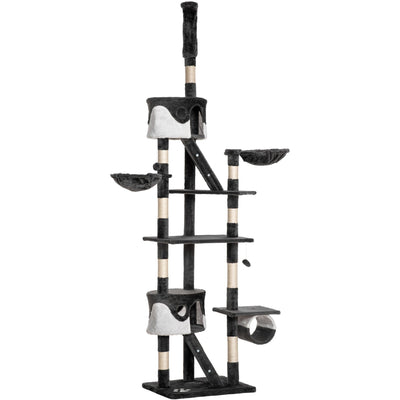 Split Level Activity Tower For Cats, Grey Pawhut