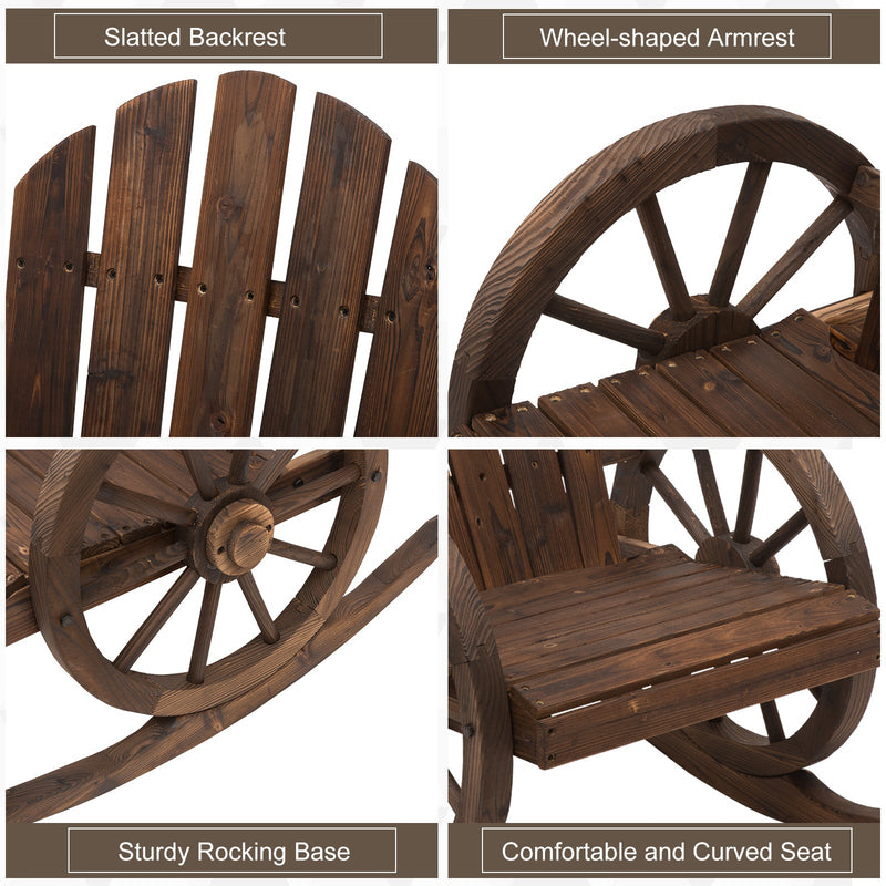 Adirondack Rocking Chair, Carbonized Wood Outsunny