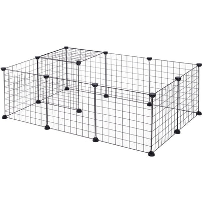 Modular Metal Wire Pet Playpen, L106xW73xH36cm, Black Pawhut
