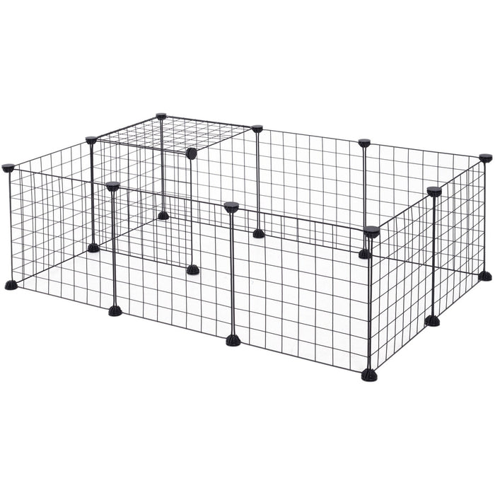 Modular Metal Wire Pet Playpen, L106xW73xH36cm, Black