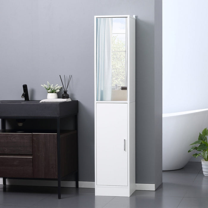 Tall Mirrored Bathroom Cabinet, 32W x 28D x 162H cm, White