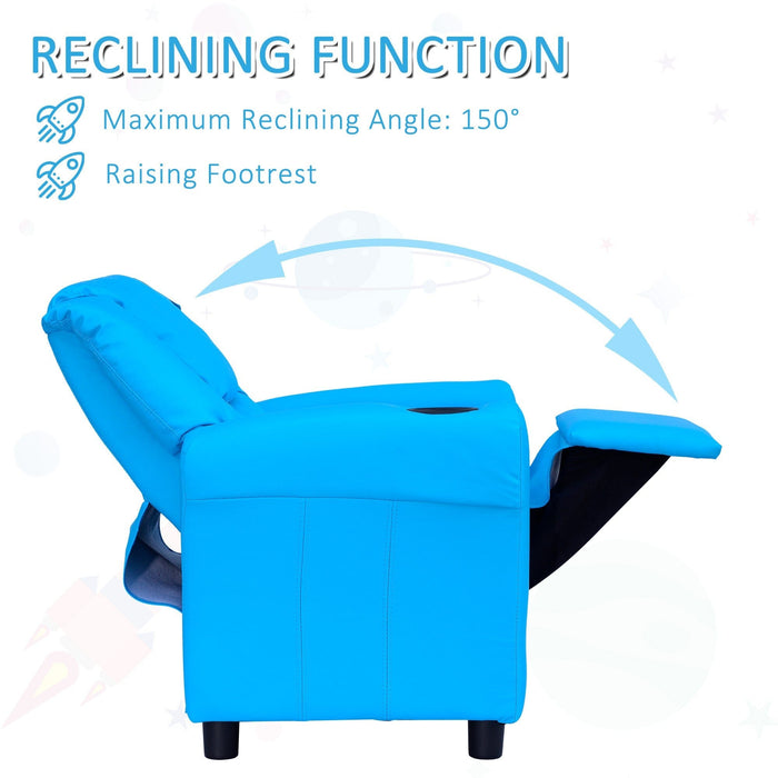 Childs Recliner Chair with Cup Holder - Blue