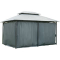 Metal Frame Gazebo With Sides, 3x4m, Black/Grey Outsunny
