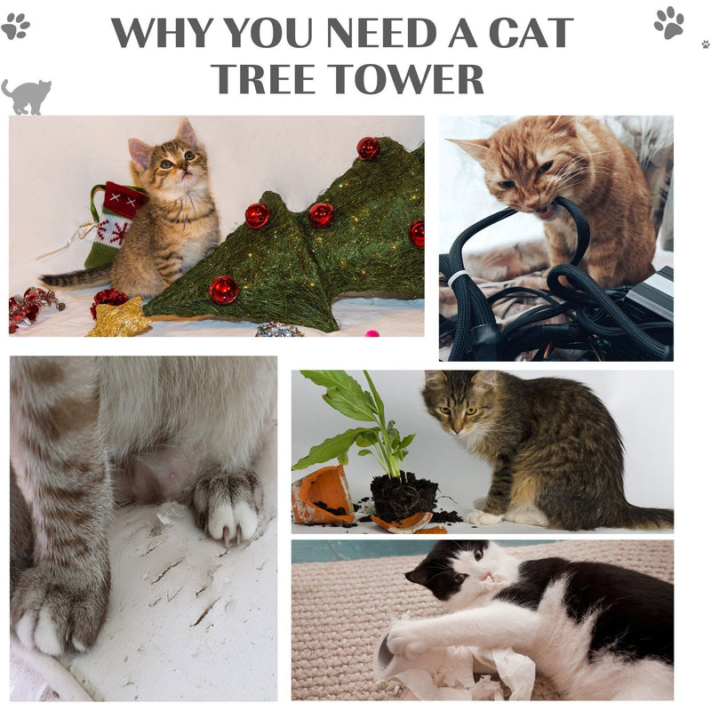 65cm Cat Tree, 2 Perch, Sisal Scratching Posts, Playhouse