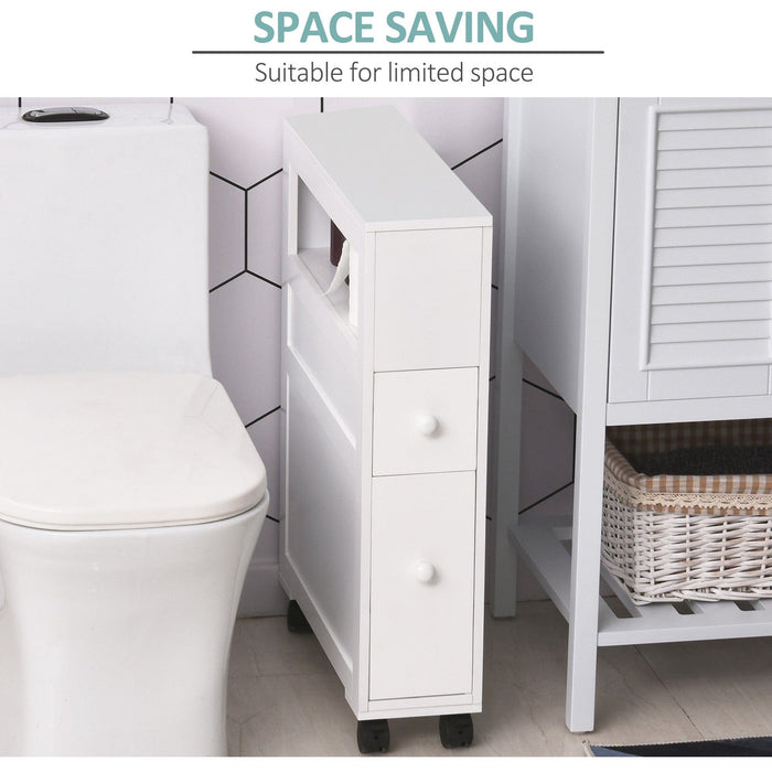 Small White Bathroom Storage Cabinet, 16W x 52D 71H cm