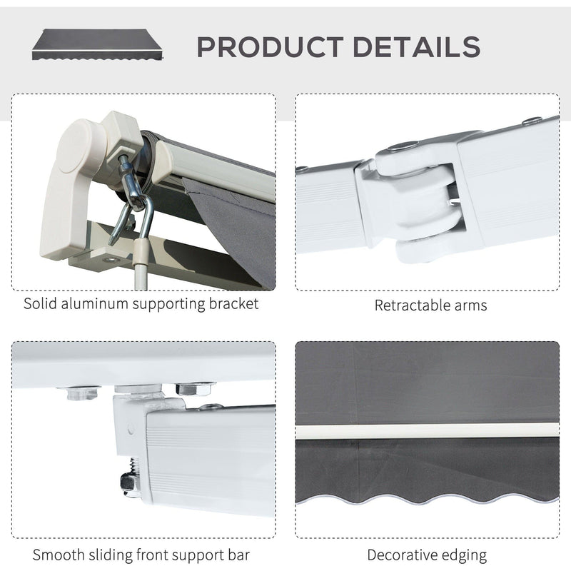 Awning Canopy Retractable, Manual Operation, 4x2.5m