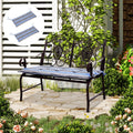2pc Blue Striped Bench Swing Cushion Set, 120x50cm Outsunny