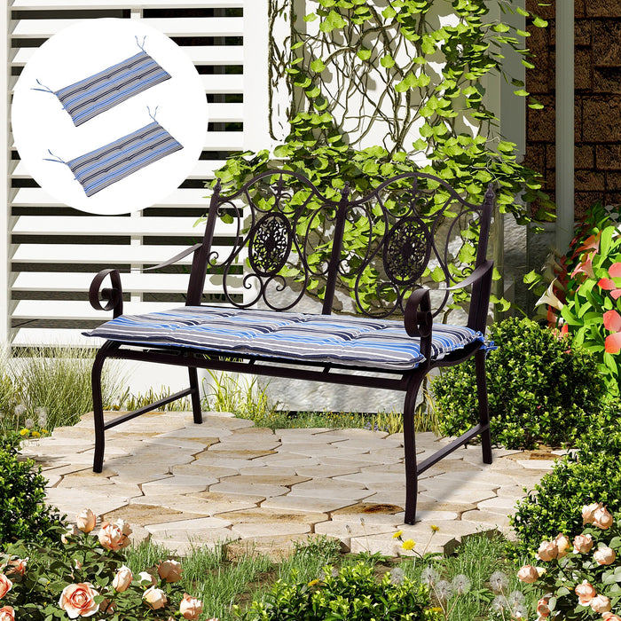 2pc Blue Striped Bench Swing Cushion Set, 120x50cm