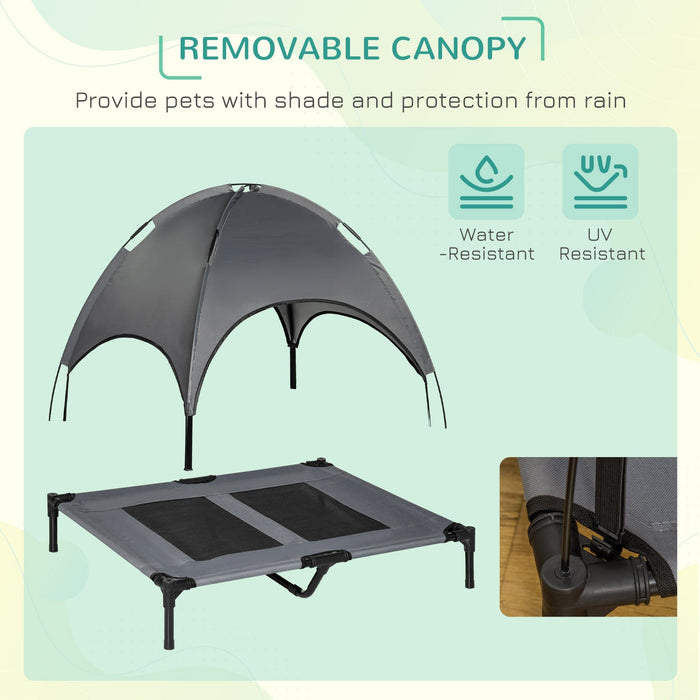 Raised Dog Bed with Canopy For Small & Medium Dogs, Grey