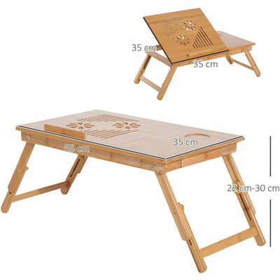 Portable Laptop Desk With Drawer, Adjustable, 55x35x22-30cm Homcom