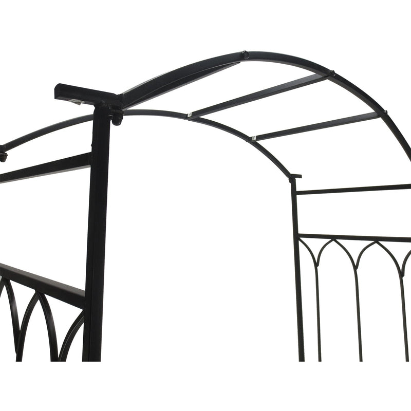 Garden Arbour Bench for Two with Extra Wide Seat and Climbing Plant Support Black Outsunny