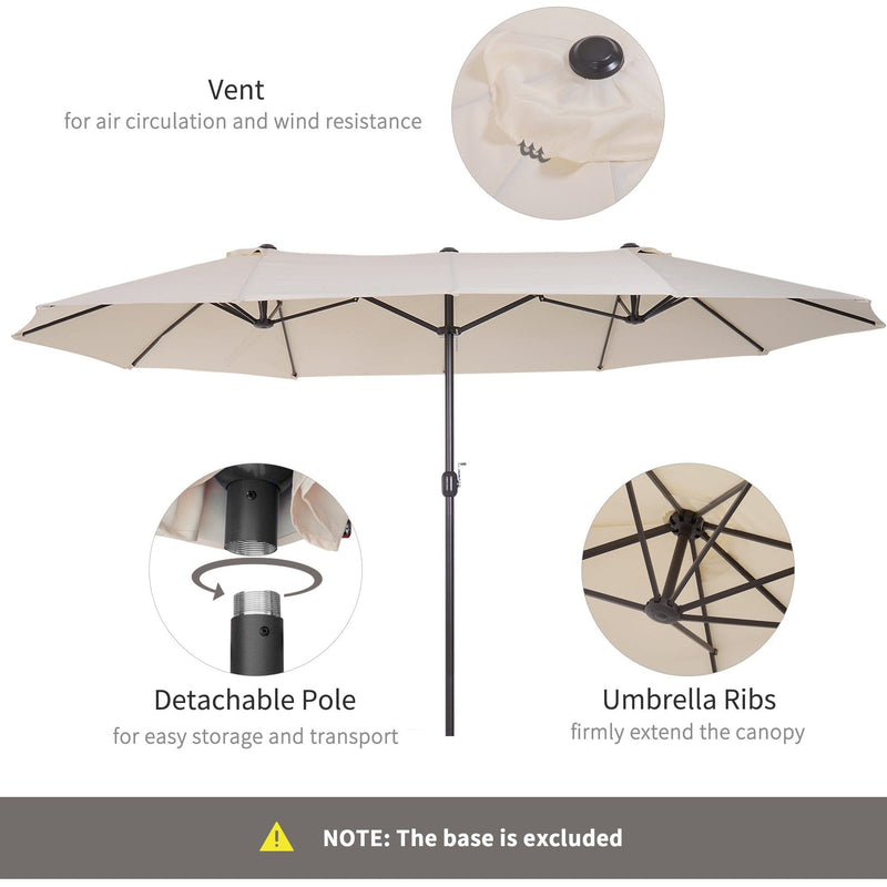 4.6m Double Sided Parasol, No Base, Beige Outsunny