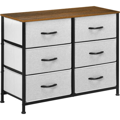 6 Drawer Fabric Dresser, Grey Homcom