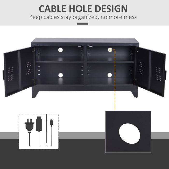 Industrial Style TV Cabinet, Black Metal