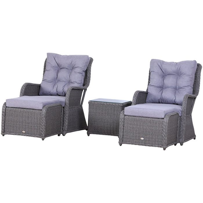 Deluxe 2 Seater Rattan Lounge Set, Grey, Fully-Assembled