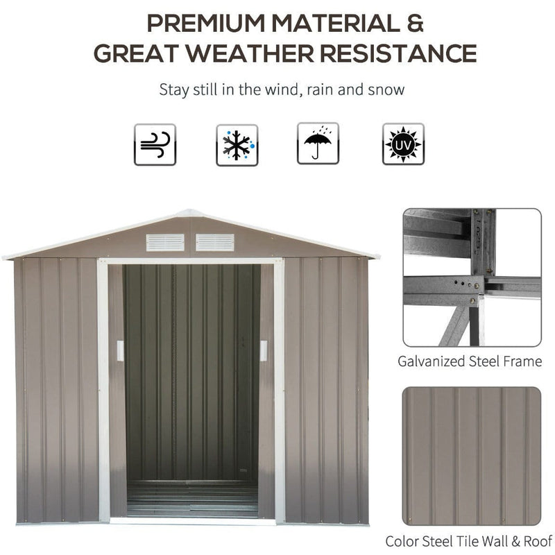 7x4 Metal Shed, Apex Roof